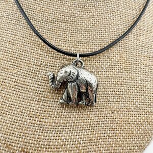 Vintage Upcycled Elephant Pendant Necklace Boho Good Luck Retro